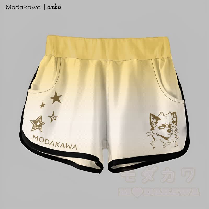 MODAKAWA X atka Gradient Cheeky Fox Graphic Shorts - Yellow - 5XL - image 2