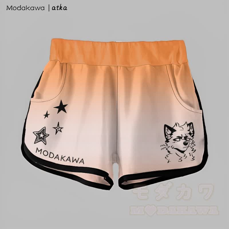 MODAKAWA X atka Gradient Cheeky Fox Graphic Shorts - Orange - 5XL - image 1