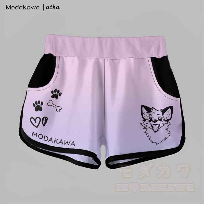MODAKAWA X atka Gradient Cheerful Fox Graphic Shorts - Purple - 5XL - image 2