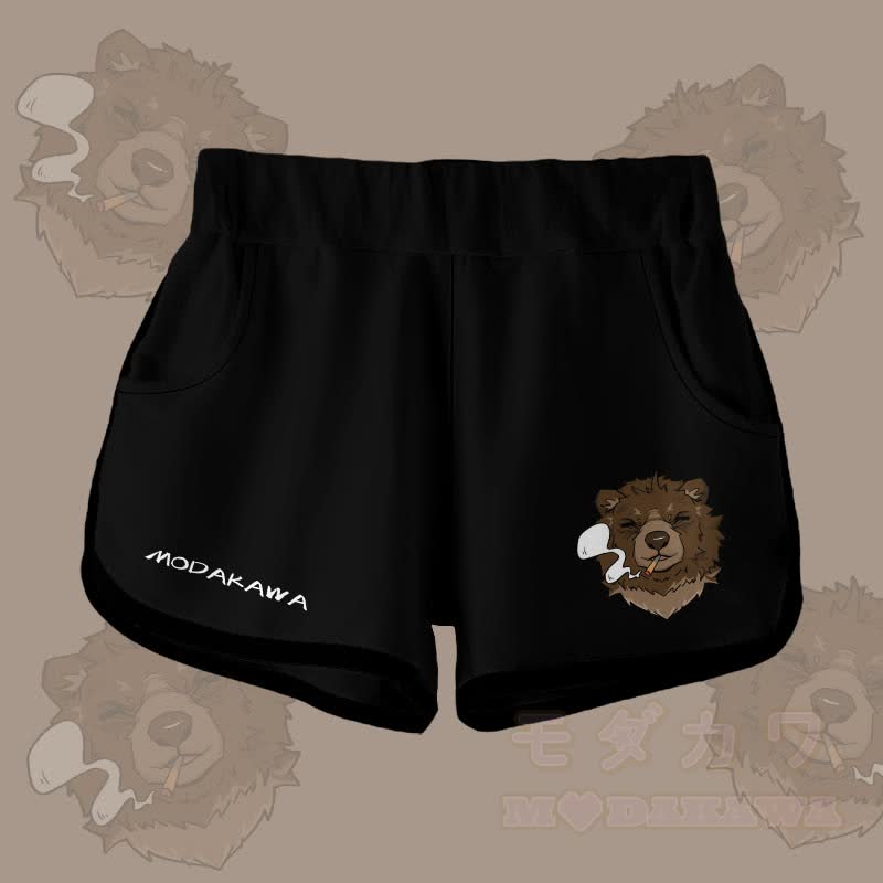 MODAKAWA Gradient Smoking Bear Graphic Shorts - Black - 5XL - image 2