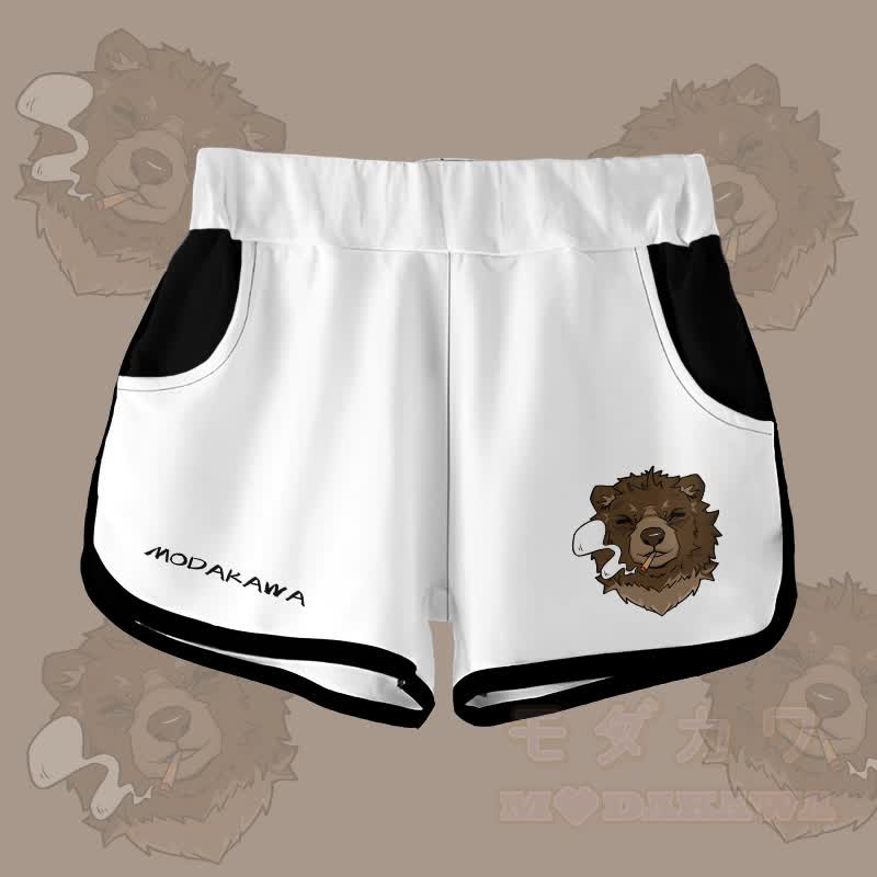 MODAKAWA Gradient Smoking Bear Graphic Shorts - White - 5XL - image 1