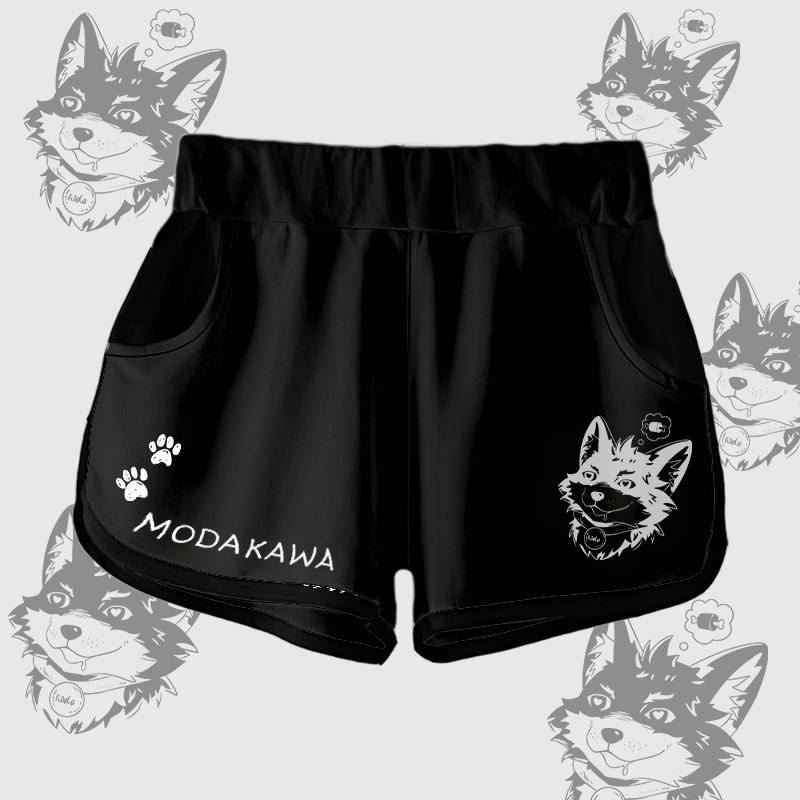 MODAKAWA Gradient Koda Thinking About Meat Graphic Shorts - Black - 5XL - image 2