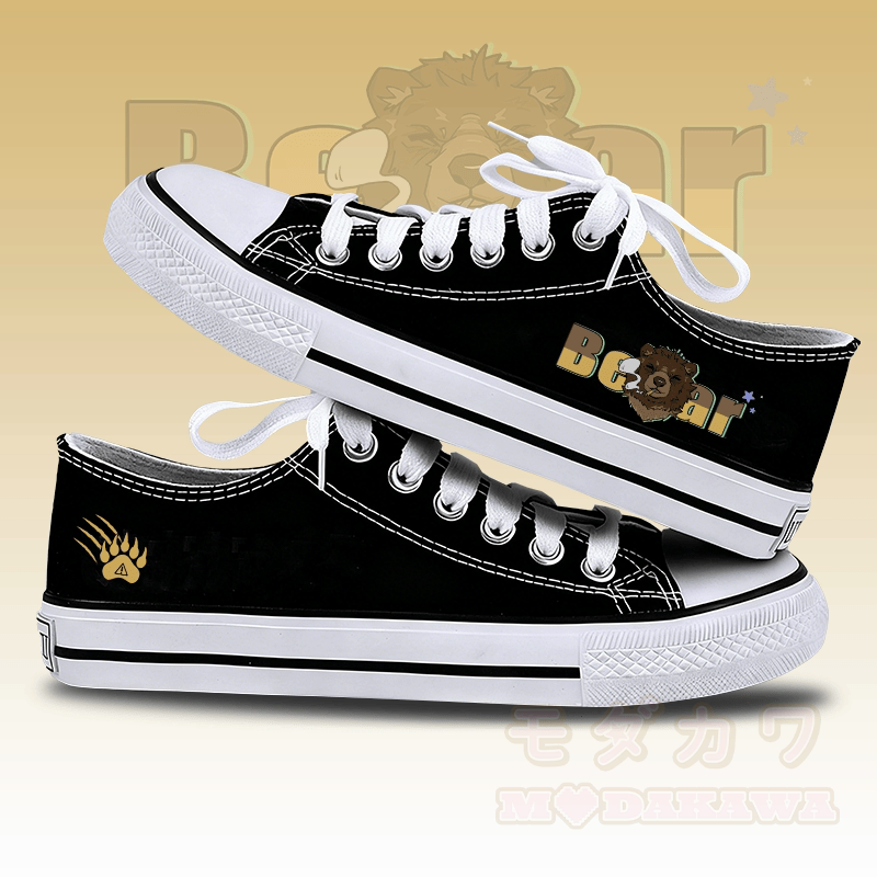 MODAKAWA Smoking Bear Graphic Low Top Lace Up Canvas Shoes - Black - 44 - image 1