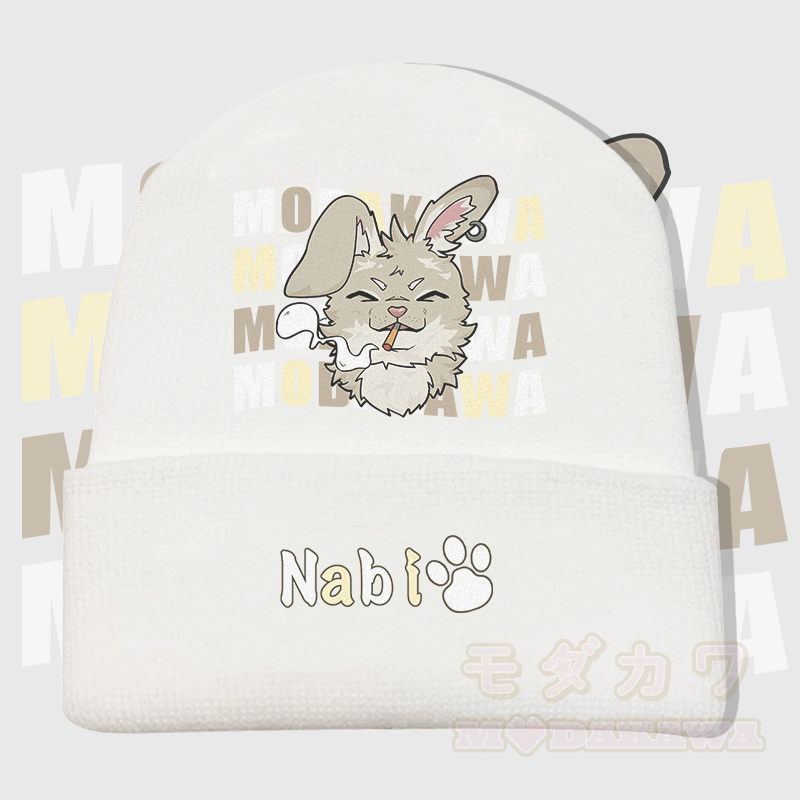 MODAKAWA Nabi Smoking Graphic Knitted Hat - White - 36-60 cm - image 2