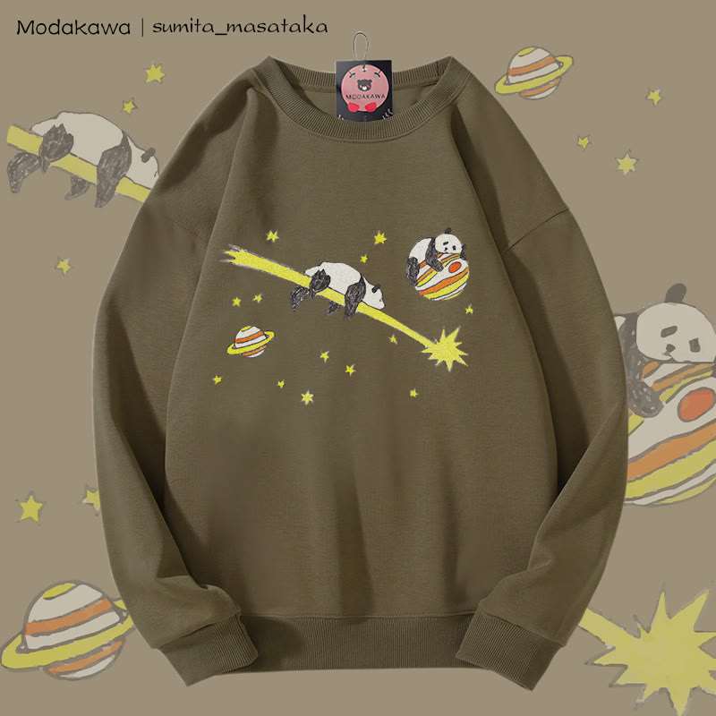 MODAKAWA X sumita_masataka Panda In Space Graphic Unisex Sweatshirt - Dark Khaki - 5XL - image 1