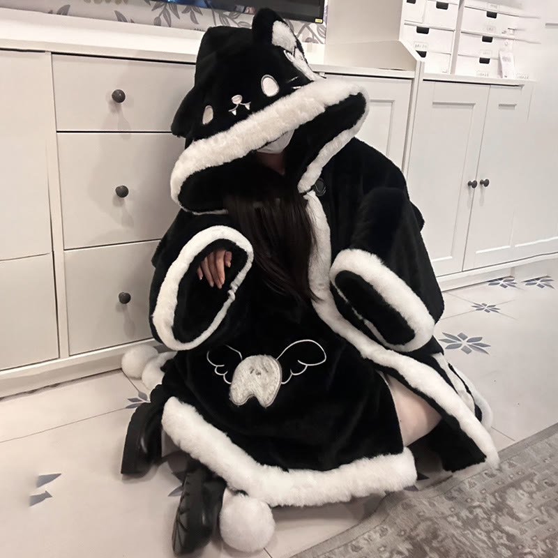 Ghost Cat Plush Hooded Cape Robe Pajamas - image 1