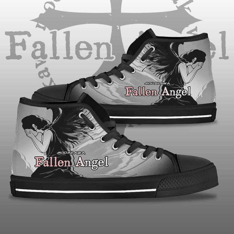 MODAKAWA Fallen Angel Graphic High Top Canvas Shoes - Black - 44 - image 2
