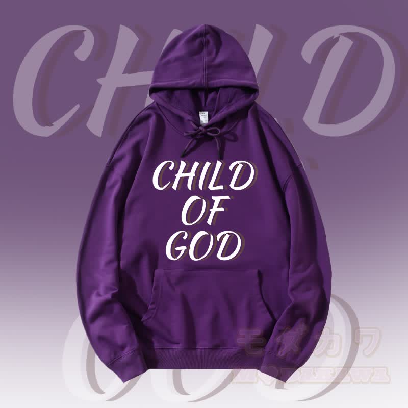 MODAKAWA CHILD OF GOD Graphic Streetwear Pullover Hoodie - Dark Purple - 5XL - image 2