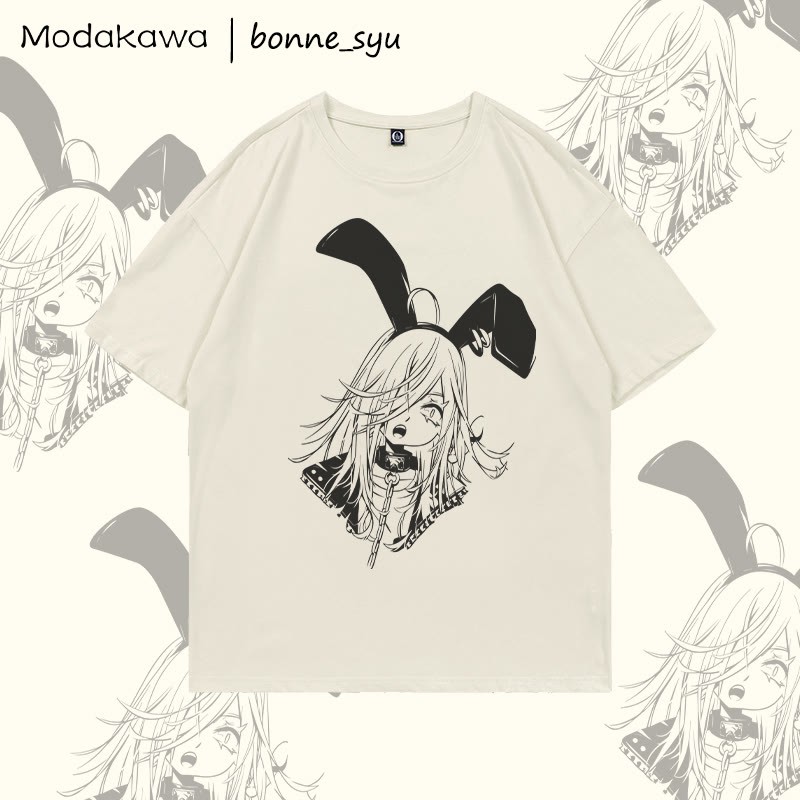 MODAKAWA X bonne_syu Gothic Bunny Girl Graphic T-shirt - Beige - 5XL - image 1