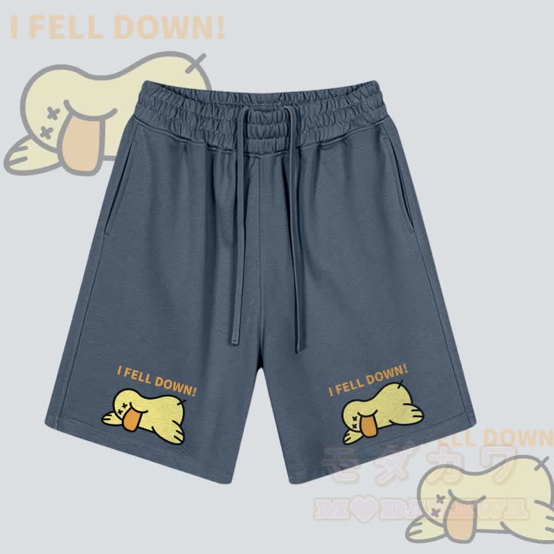 MODAKAWA I FELL DOWN Duck Graphic Drawstring Shorts - Dusty Blue - 2XL - image 3