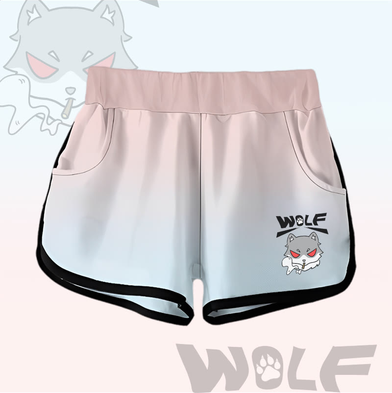 MODAKAWA Gradient Smoking Wolf Graphic Shorts - Pink - 5XL - image 4