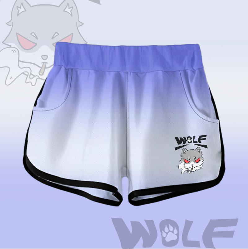 MODAKAWA Gradient Smoking Wolf Graphic Shorts - Purple - 5XL - image 5