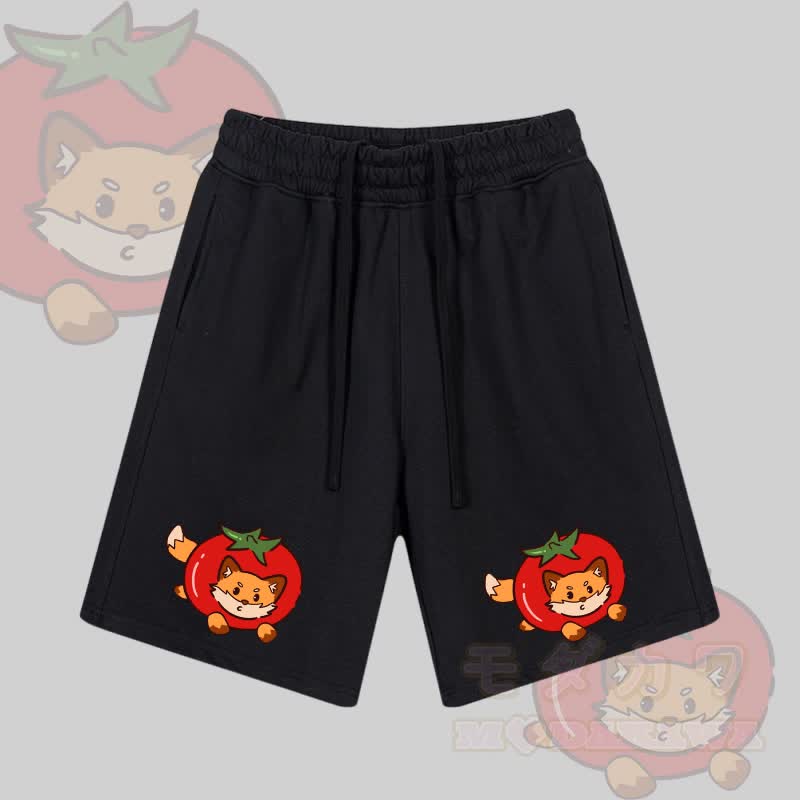 MODAKAWA Tomato Fox Graphic Drawstring Shorts - Black - 2XL - image 1