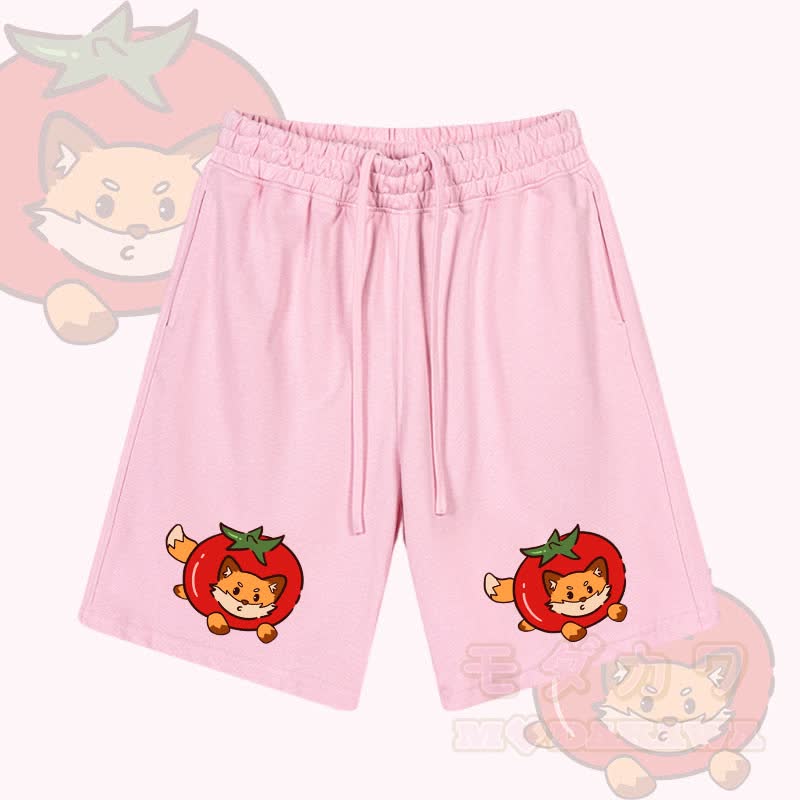 MODAKAWA Tomato Fox Graphic Drawstring Shorts - Pink - 2XL - image 3