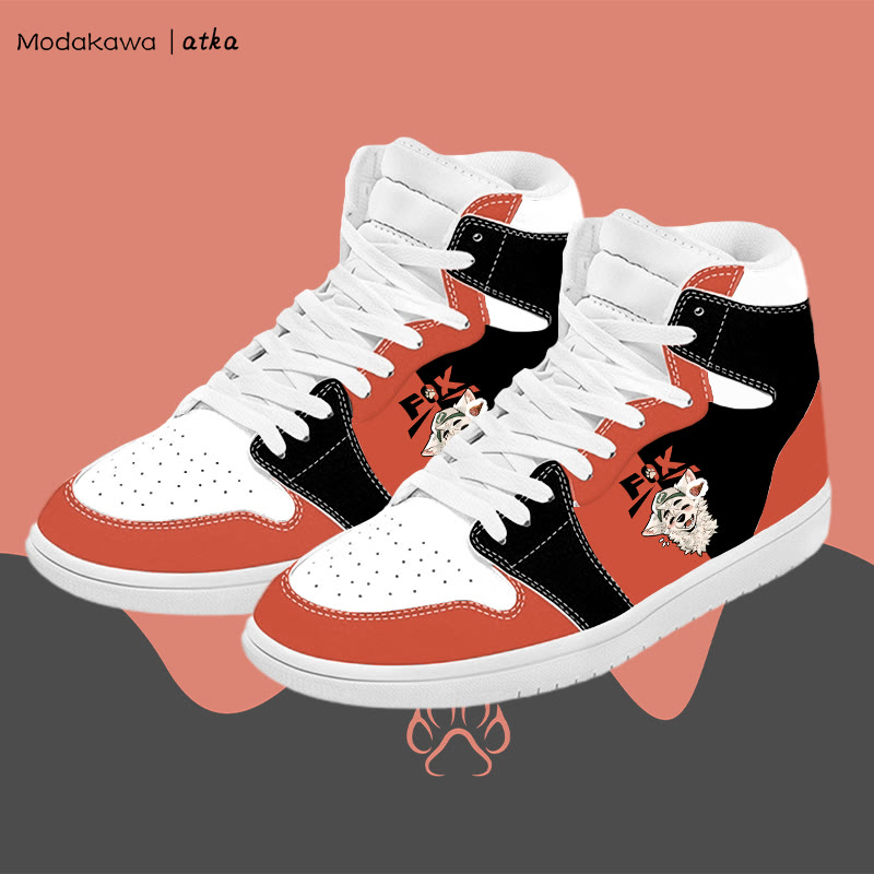 MODAKAWA X atka Fox Wants Meat Graphic Color Block High Top Canvas Shoes - Red - 48 - image 2