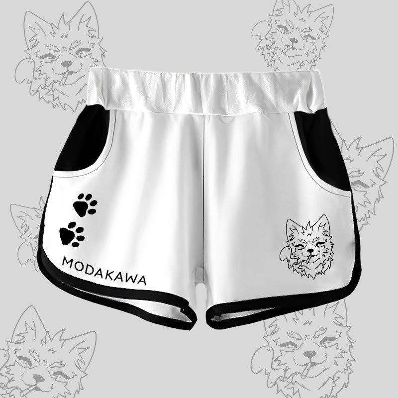 MODAKAWA Gradient KODA Smoking Puppy Graphic Shorts - White - 5XL - image 1