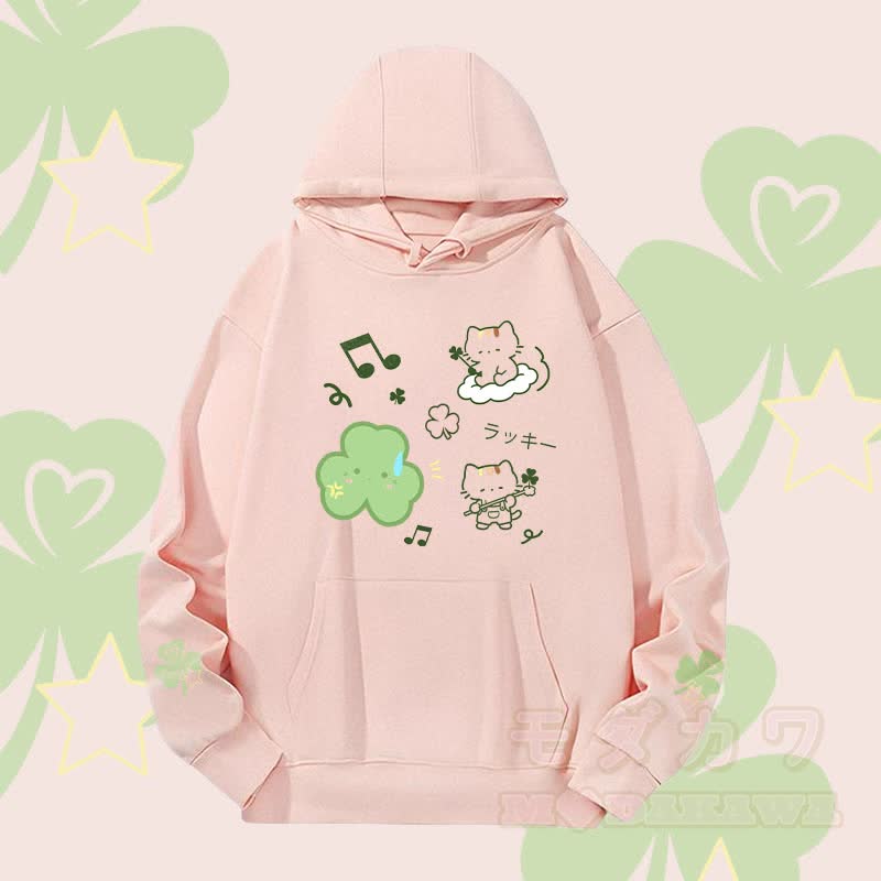 MODAKAWA Triple Clover Cat Graphic Heavyweight Hoodie - Pink - 2XL - image 2