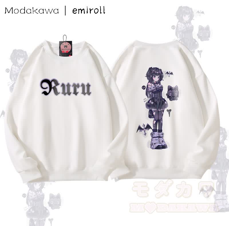 MODAKAWA X emiroll Ruru Graphic Unisex Sweatshirt - White - 5XL - image 3