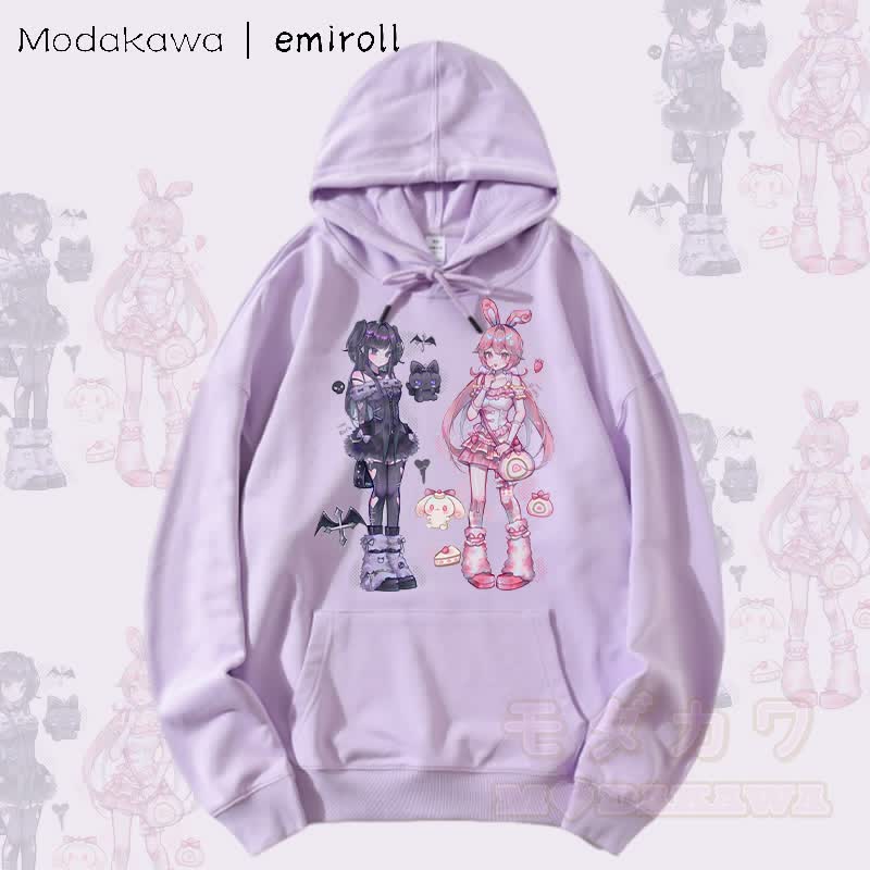 MODAKAWA X emiroll Ruru Rumi Graphic Streetwear Pullover Hoodie - Purple - 5XL - image 2