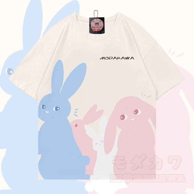 MODAKAWA Pastel Bunny Graphic All Over Print T-shirt - image 1