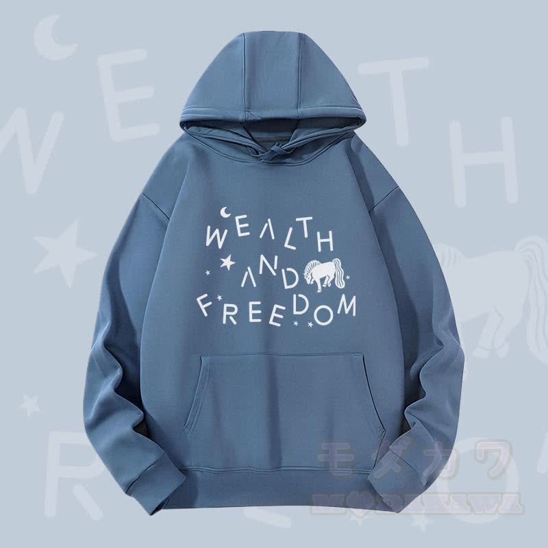 MODAKAWA WEALTH AND FREEDOM Horse Graphic Heavyweight Hoodie - Dark Blue - 2XL - image 3