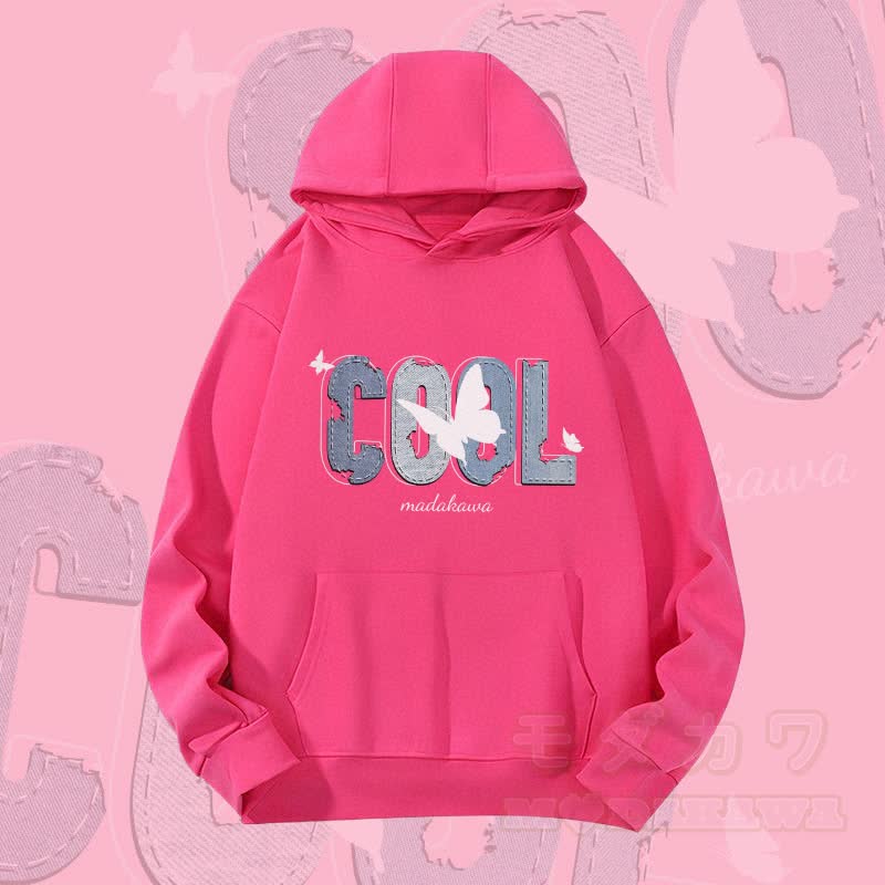 MODAKAWA COOL Butterfly Graphic Heavyweight Hoodie - Rose Red - 2XL - image 2