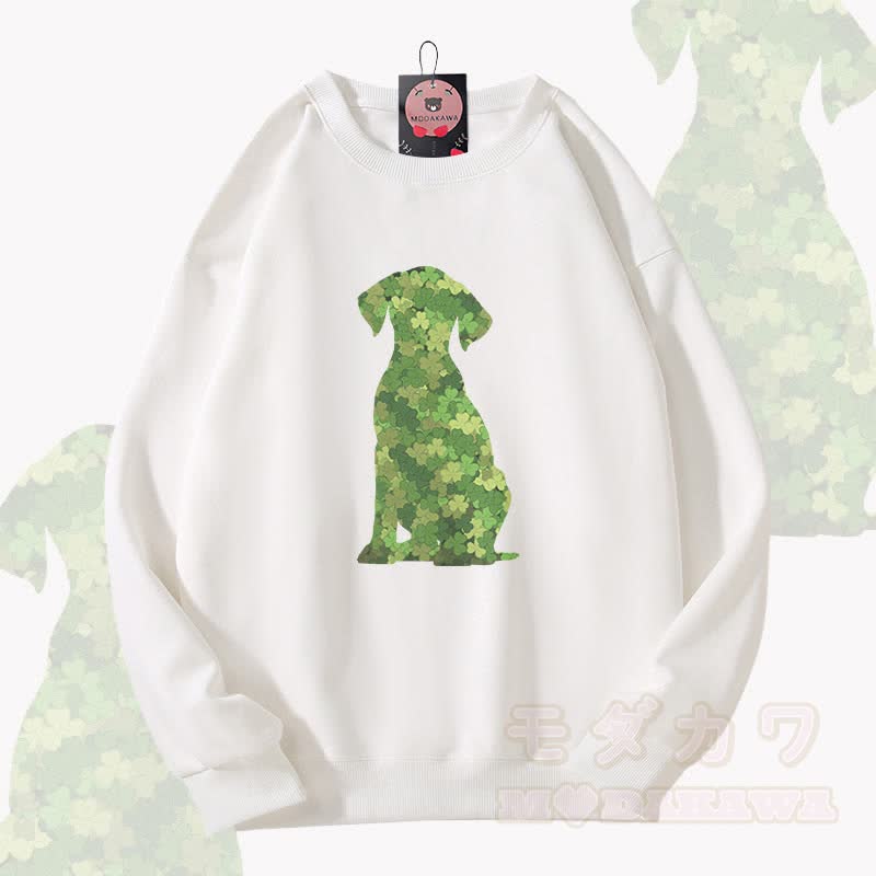 MODAKAWA Clover Dog Graphic Unisex Sweatshirt - White - 5XL - image 2