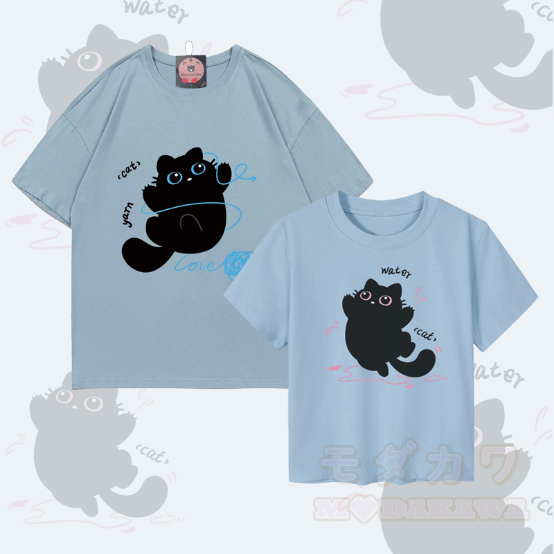 MODAKAWA Funny Black Cat Graphic Couple Top - image 1