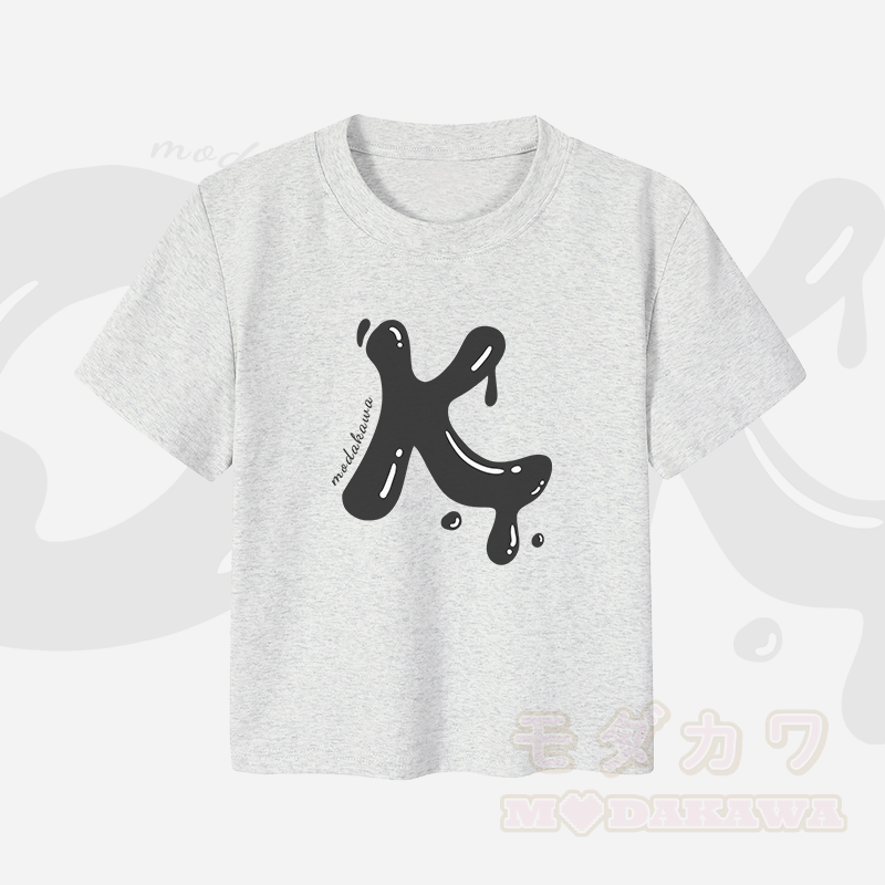 MODAKAWA OK Letter Graphic Couple Top - Crop Top - Grey - 5XL - image 7