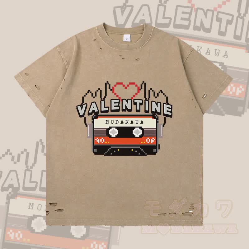 MODAKAWA VALENTINE Cassette Graphic Ripped T-shirt - Brown - 2XL - image 2