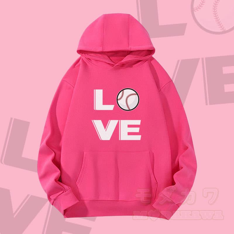MODAKAWA LOVE Baseball Graphic Heavyweight Hoodie - Rose Red - 2XL - image 2