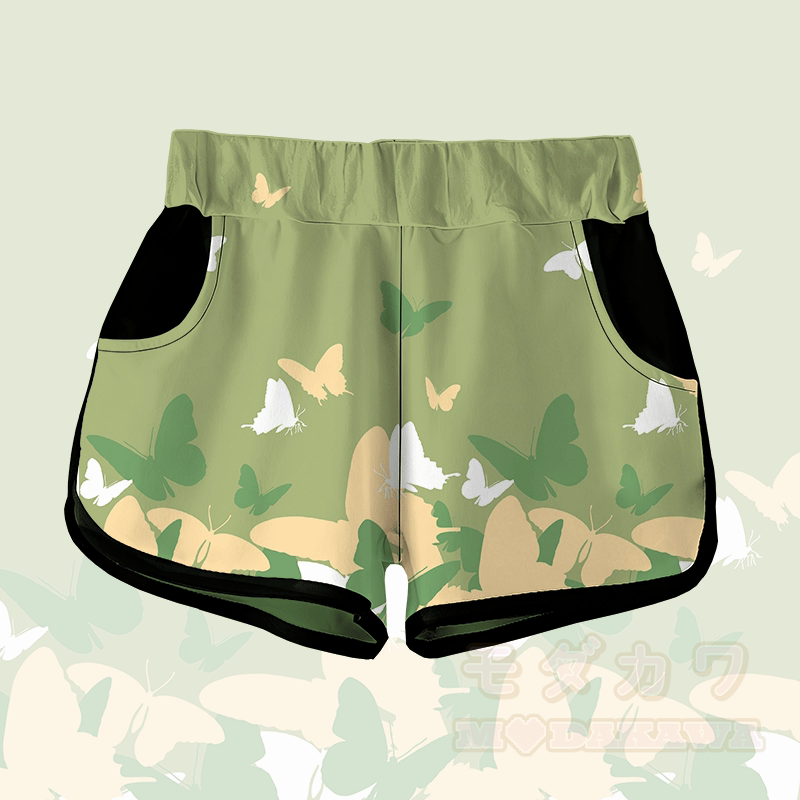 MODAKAWA Butterfly Graphic Shorts - Green - 5XL - image 2