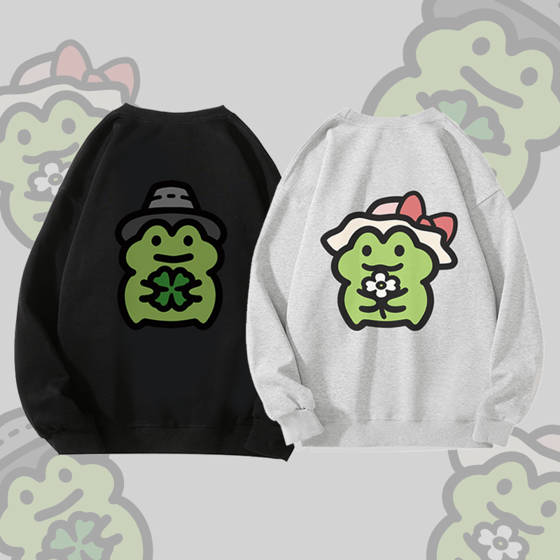 MODAKAWA Cute Frog Graphic Unisex Sweatshirt - image 1