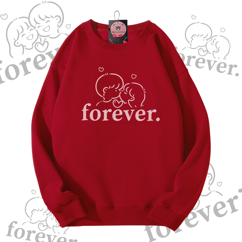 MODAKAWA FOREVER Couple Graphic Unisex Sweatshirt - Wine Red - 5XL - image 4