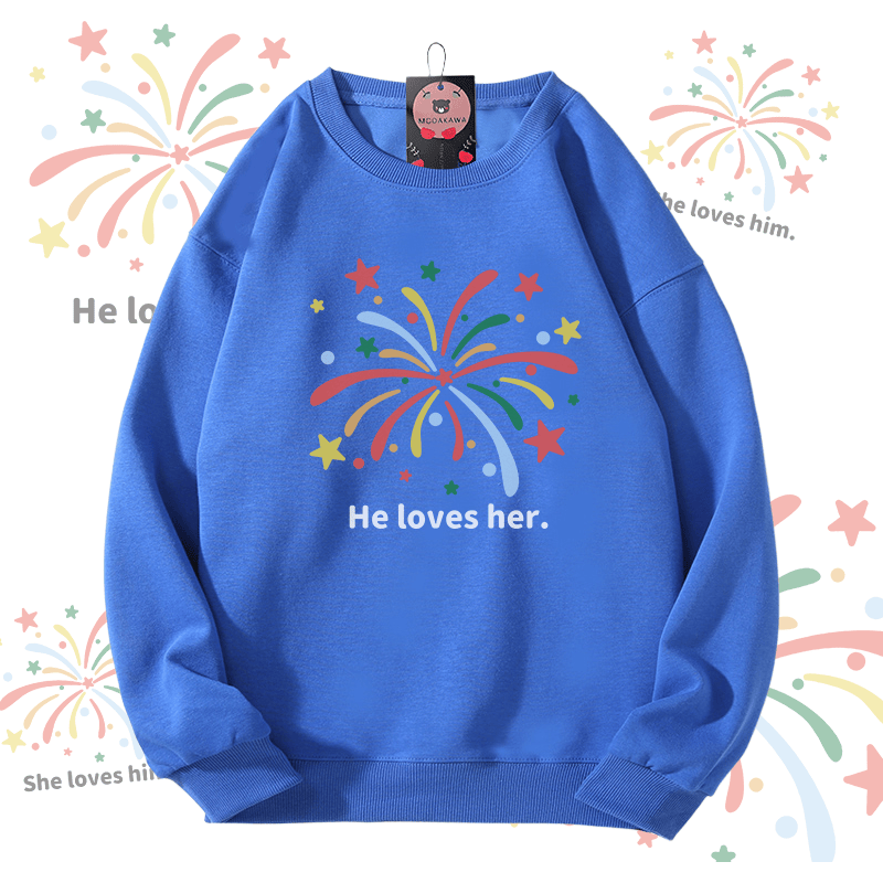 MODAKAWA Fireworks Graphic Unisex Sweatshirt - Royal Blue - 5XL - image 8