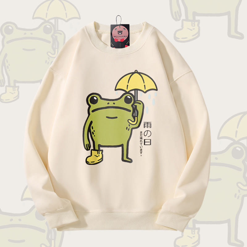 Rainy Frog Graphic Unisex Sweatshirt - Beige - 5XL - image 1