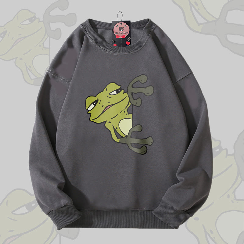 Peeking Frog Graphic Unisex Sweatshirt - Dark Grey - 5XL - image 1