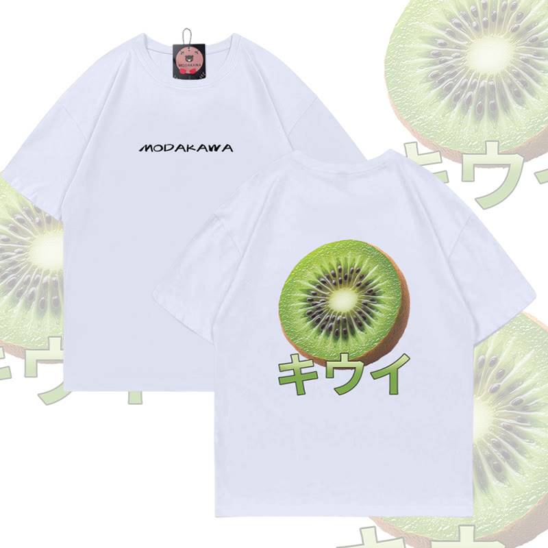 Kiwi Graphic Modakawa Cotton T-shirt - White - 5XL - image 2