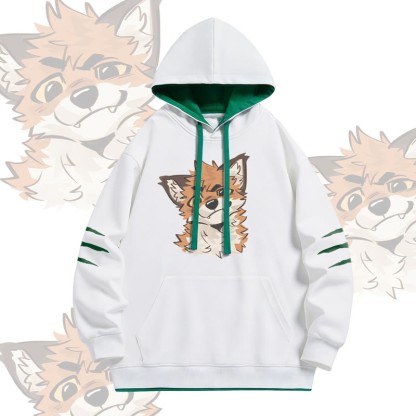 MODAKAWA X atka Funny Fox Graphic Oversized Contrast Lining Pullover Hoodie - White - 4XL - image 2