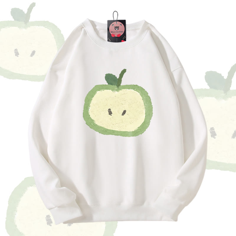 Green Apple Graphic Modakawa Unisex Sweatshirt - White - 5XL - image 3