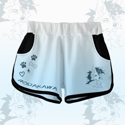 MODAKAWA X pandashk Gradient Tongue Out Fox Graphic Shorts - Blue - 5XL - image 1