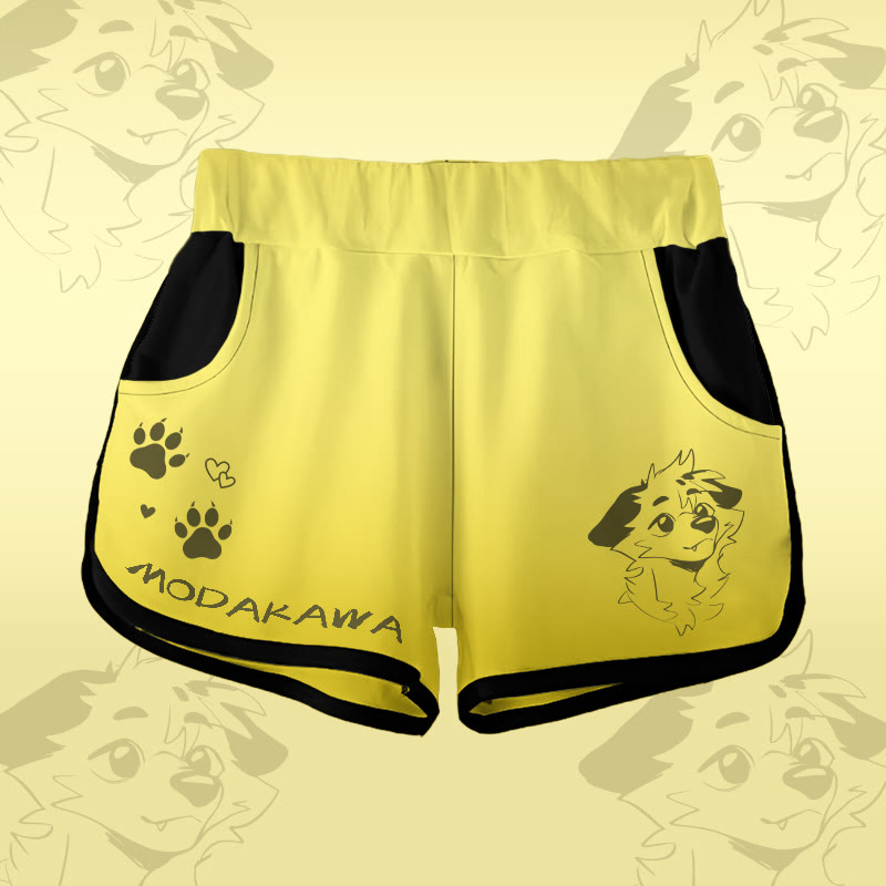 MODAKAWA X atka Gradient Anticipating Fox Graphic Shorts - Yellow - 5XL - image 2