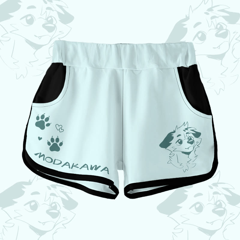 MODAKAWA X atka Gradient Anticipating Fox Graphic Shorts - Lake Blue - 5XL - image 4