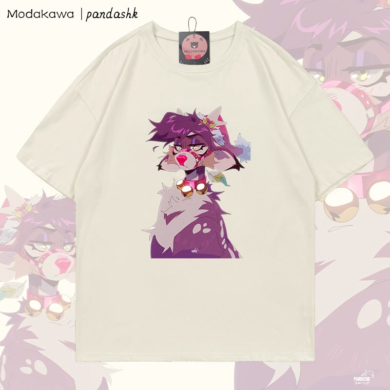 MODAKAWA X pandashk Xmas Deer Graphic Cotton T-shirt - Beige - 5XL - image 1