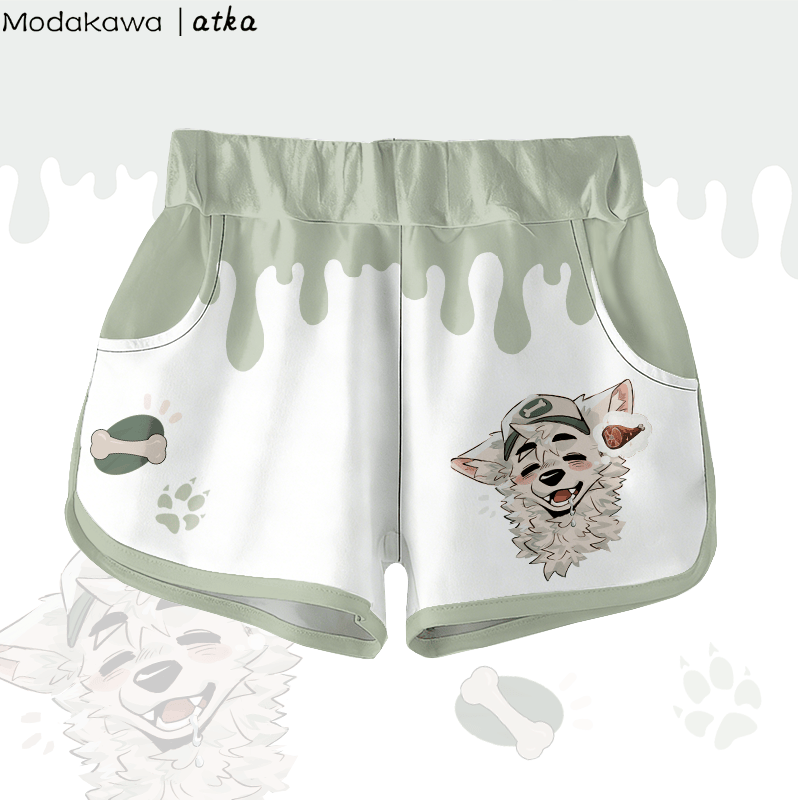 MODAKAWA X atka Fox Wants Meat Graphic Shorts - Green - 5XL - image 1