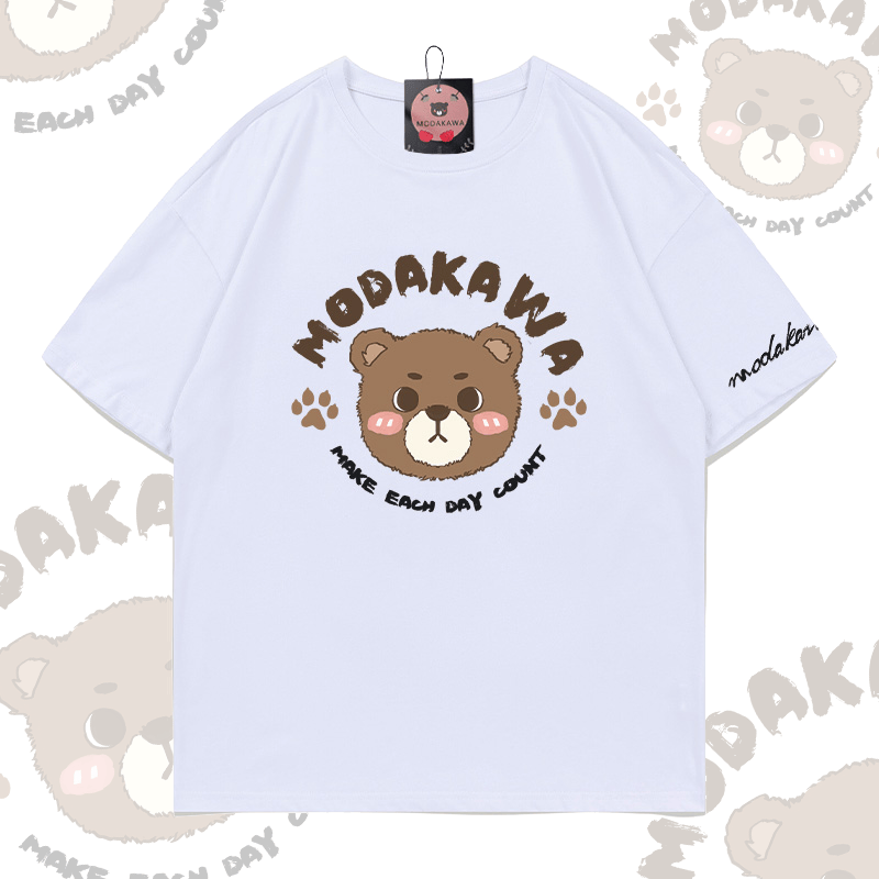 MAKE EACH DAY COUNT Bear Graphic Modakawa Cotton T-shirt - White - 5XL - image 4