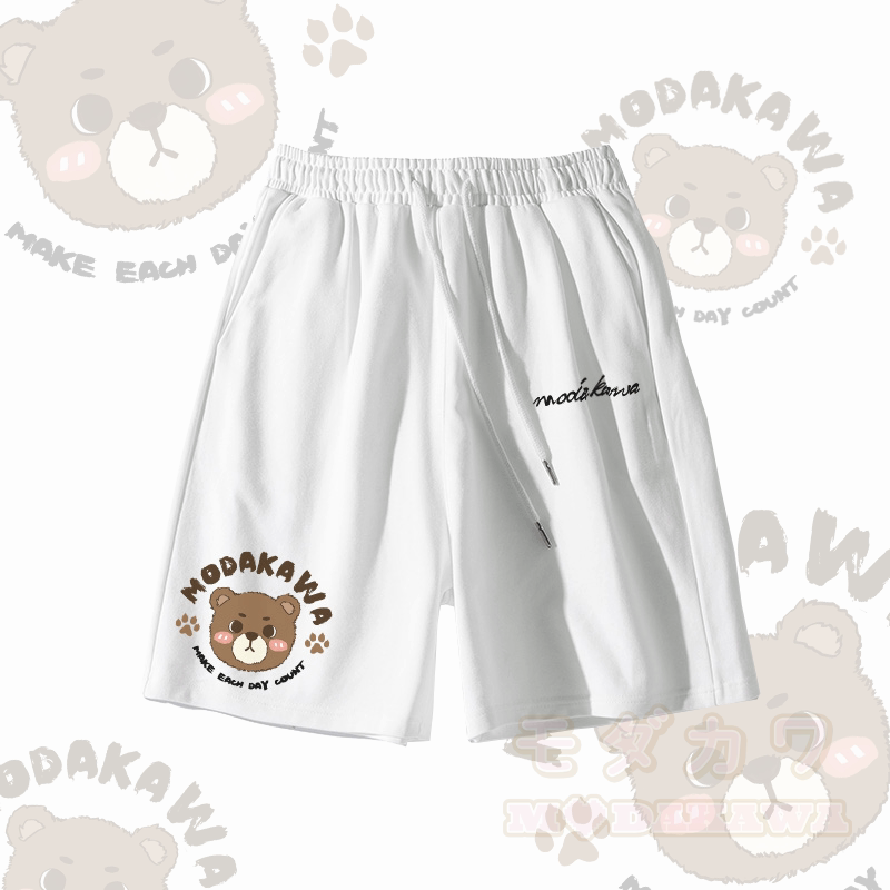 MAKE EACH DAY COUNT Bear Graphic Modakawa Shorts - White - 5XL - image 2