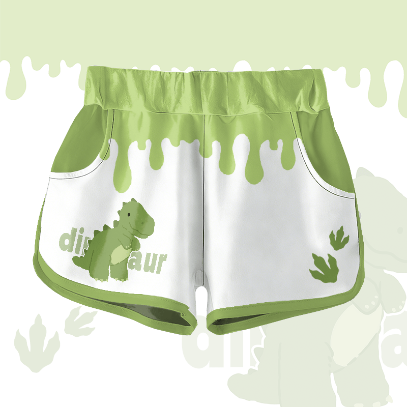 Dinosaur Graphic Modakawa Shorts - White - 5XL - image 2