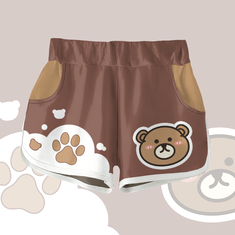 Bear Paw Graphic Modakawa Shorts - Brown - 5XL - image 1