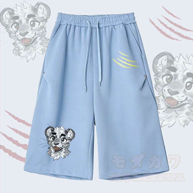 MODAKAWA X atka Cheeky Tiger Face Graphic Wide Leg Cropped Pants - Blue - 2XL - image 3